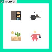 Mobile Interface Flat Icon Set of 4 Pictograms of furniture weather china vehicles shopping Editable Vector Design Elements