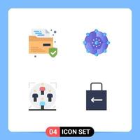 4 Universal Flat Icons Set for Web and Mobile Applications file team computing network man Editable Vector Design Elements