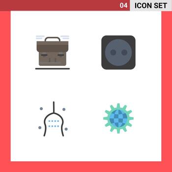 Modern Set of 4 Flat Icons and symbols such as bag superstition briefcase plug tradition Editable Vector Design Elements