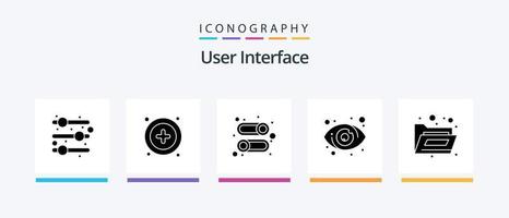 paquete de iconos de glifo 5 de interfaz de usuario que incluye . almacenamiento. deshabilitar. carpeta. vista. diseño de iconos creativos vector