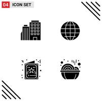 4 User Interface Solid Glyph Pack of modern Signs and Symbols of hotel christmas city internet xmas Editable Vector Design Elements