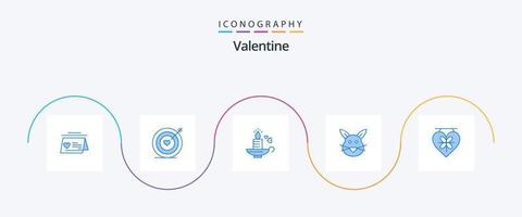 Paquete de 5 íconos de San Valentín azul que incluye tablero. lindo. vela. amar. Conejo vector