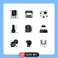 Set of 9 Modern UI Icons Symbols Signs for payment invoice birthday hold holiday Editable Vector Design Elements