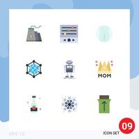 Modern Set of 9 Flat Colors and symbols such as autonomous web ball server analytics Editable Vector Design Elements