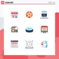 9 Universal Flat Colors Set for Web and Mobile Applications pool construction coffee build food Editable Vector Design Elements