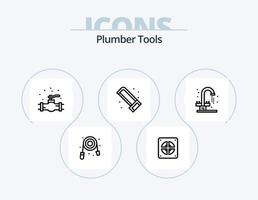 Plumber Line Icon Pack 5 Icon Design. . plumbing. mechanical. plumber. fire vector