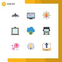 Pack of 9 Modern Flat Colors Signs and Symbols for Web Print Media such as cloud interior seo furniture support Editable Vector Design Elements