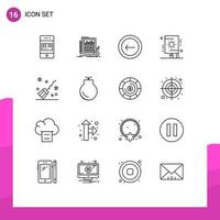 Pictogram Set of 16 Simple Outlines of party festival investment celebration basic Editable Vector Design Elements