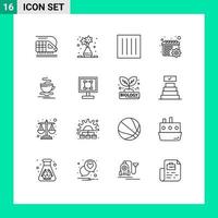 paquete de iconos de vector de stock de 16 signos y símbolos de línea para la configuración de la taza calendario de ropa elementos de diseño de vector editables