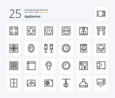 Appliances 25 Line icon pack including home appliances. furniture. appliances. weight. floor vector