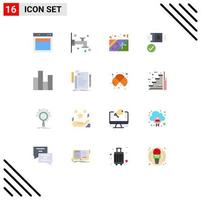 Pictogram Set of 16 Simple Flat Colors of finance business box bar lock Editable Pack of Creative Vector Design Elements