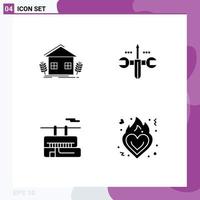 Modern Set of 4 Solid Glyphs and symbols such as agriculture chair lift environment computing transport Editable Vector Design Elements