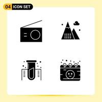 Modern Set of 4 Solid Glyphs and symbols such as appliances chemistry radio game lab Editable Vector Design Elements