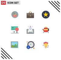 Universal Icon Symbols Group of 9 Modern Flat Colors of launch detection circle card analysis Editable Vector Design Elements