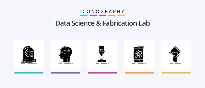 Data Science And Fabrication Lab Glyph 5 Icon Pack Including mobile. data. key. steel. fabrication. Creative Icons Design vector