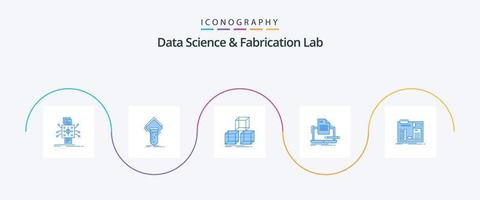 Data Science And Fabrication Lab Blue 5 Icon Pack Including computer. coder. test. box. stack vector