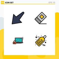 Pack of 4 Modern Filledline Flat Colors Signs and Symbols for Web Print Media such as arrow lock education computer black friday Editable Vector Design Elements