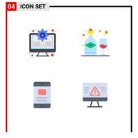 Editable Vector Line Pack of 4 Simple Flat Icons of gear text update wine business Editable Vector Design Elements