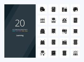 20 Learning Solid Glyph icon for presentation vector