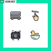 4 iconos creativos signos y símbolos modernos de fotografía de spa dedo izquierdo imagen elementos de diseño vectorial editables vector