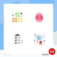 Editable Vector Line Pack of 4 Simple Flat Icons of alphabet tasks easter egg holidays todo Editable Vector Design Elements