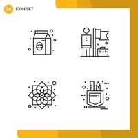 Set of 4 Vector Filledline Flat Colors on Grid for bean chinese pack businessman new year Editable Vector Design Elements