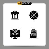 Pack of 4 creative Solid Glyphs of bank game ireland web match Editable Vector Design Elements