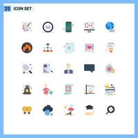 Universal Icon Symbols Group of 25 Modern Flat Colors of globe programming app development computer Editable Vector Design Elements