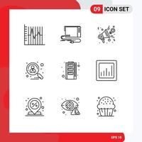 Universal Icon Symbols Group of 9 Modern Outlines of hiring applicant interface speaker opinion Editable Vector Design Elements