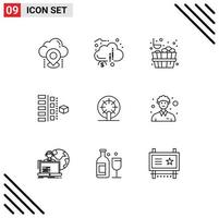 conjunto de 9 iconos de interfaz de usuario modernos signos de símbolos para el plan de producto fases financieras elementos de diseño vectorial editables de piedra vector