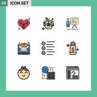 9 Creative Icons Modern Signs and Symbols of list newsletter presentation mail progress Editable Vector Design Elements