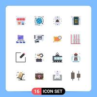 Modern Set of 16 Flat Colors and symbols such as network folder birthday advertise media Editable Pack of Creative Vector Design Elements