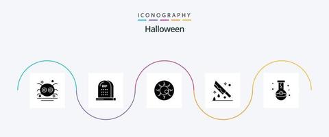 paquete de iconos de glifo 5 de halloween que incluye horror. sangre. Víspera de Todos los Santos. ojo de miedo. globo ocular de halloween vector