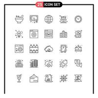 25 User Interface Line Pack of modern Signs and Symbols of watch scales tablet justice design Editable Vector Design Elements