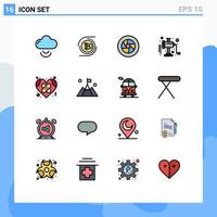 Universal Icon Symbols Group of 16 Modern Flat Color Filled Lines of healthcare bandage film meat grinder Editable Creative Vector Design Elements