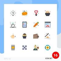 paquete de 16 signos y símbolos modernos de colores planos para medios de impresión web, como la tienda del día del diamante, paquete editable de boda india de elementos creativos de diseño de vectores