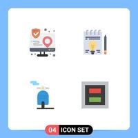 Set of 4 Commercial Flat Icons pack for action motor interface document transport Editable Vector Design Elements