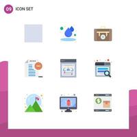 Set of 9 Modern UI Icons Symbols Signs for search web developers luggage remote team office Editable Vector Design Elements