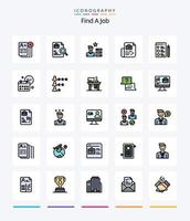 Creative Find A Job 25 Line FIlled icon pack  Such As cv. file. jobs. job. personal vector