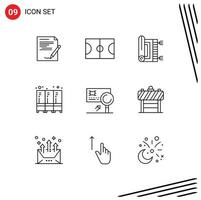 User Interface Pack of 9 Basic Outlines of analysis locker carpet furniture namaz Editable Vector Design Elements