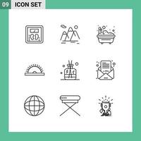 9 Universal Outlines Set for Web and Mobile Applications aroma tool landscape saw bathroom Editable Vector Design Elements