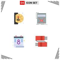 4 User Interface Flat Icon Pack of modern Signs and Symbols of insert coin calendar play video feminism Editable Vector Design Elements