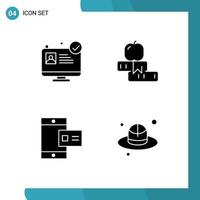 Solid Glyph Pack of 4 Universal Symbols of hospital website online education study profile Editable Vector Design Elements