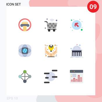 Set of 9 Commercial Flat Colors pack for global connection iot artificial up Editable Vector Design Elements