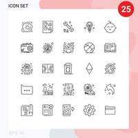 25 User Interface Line Pack of modern Signs and Symbols of baby idea page creativity tool Editable Vector Design Elements