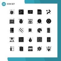 Solid Glyph Pack of 25 Universal Symbols of broadcasting molecule home ware cell file Editable Vector Design Elements