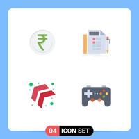 Mobile Interface Flat Icon Set of 4 Pictograms of business plan indian trade task Editable Vector Design Elements