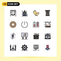 Mobile Interface Flat Color Filled Line Set of 16 Pictograms of bakery podium party podia spring Editable Creative Vector Design Elements