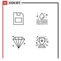 Set of 4 Commercial Filledline Flat Colors pack for card jewel data pollution achievement Editable Vector Design Elements