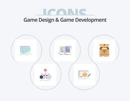 Game Design And Game Development Flat Icon Pack 5 Icon Design. open. author. complete. textures. layout vector